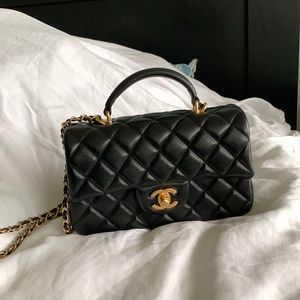 Chanel Mini Top Handle - Black Lambskin